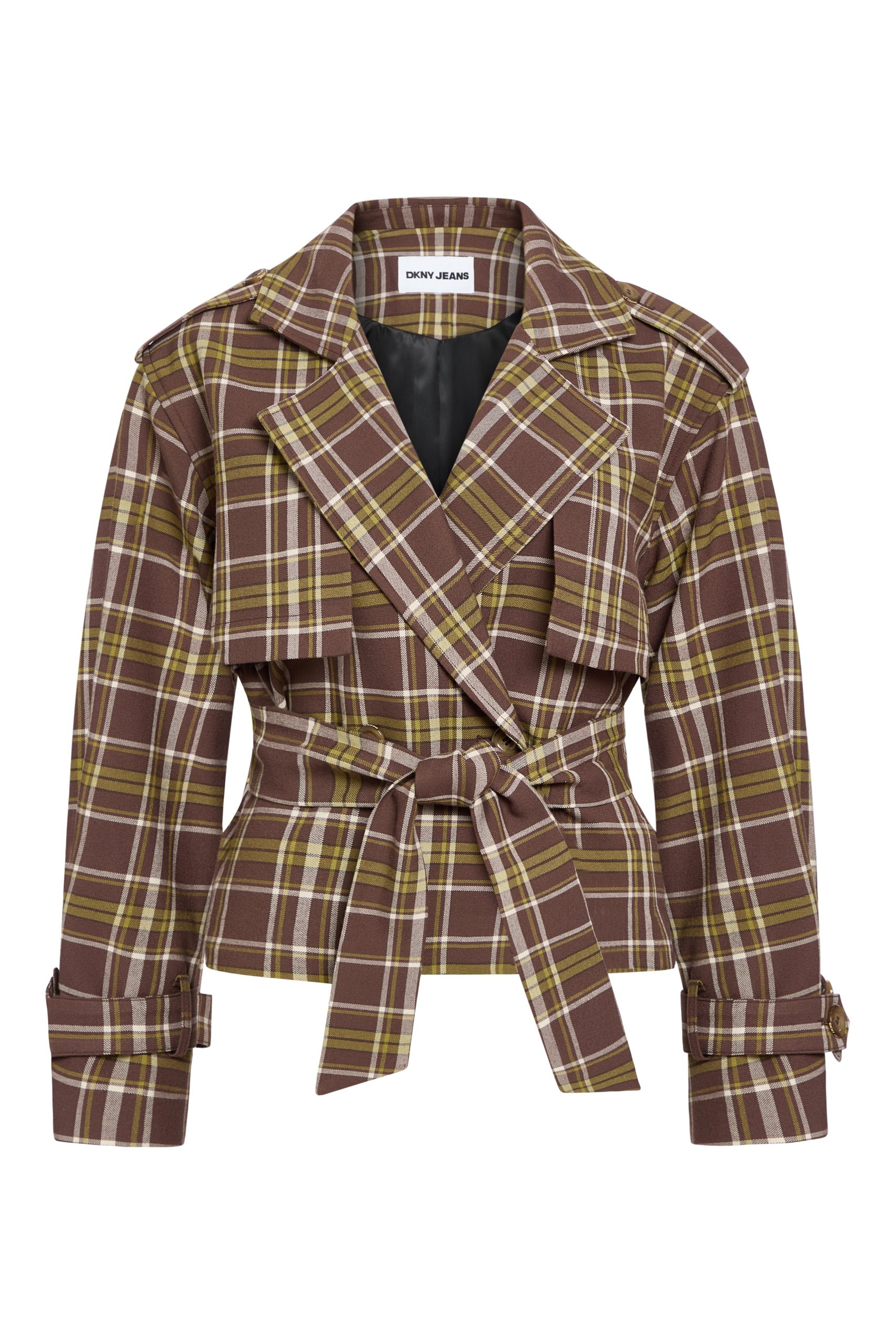 PLAID DOUBLE BREASTED SHORT TRENCH - Image 13