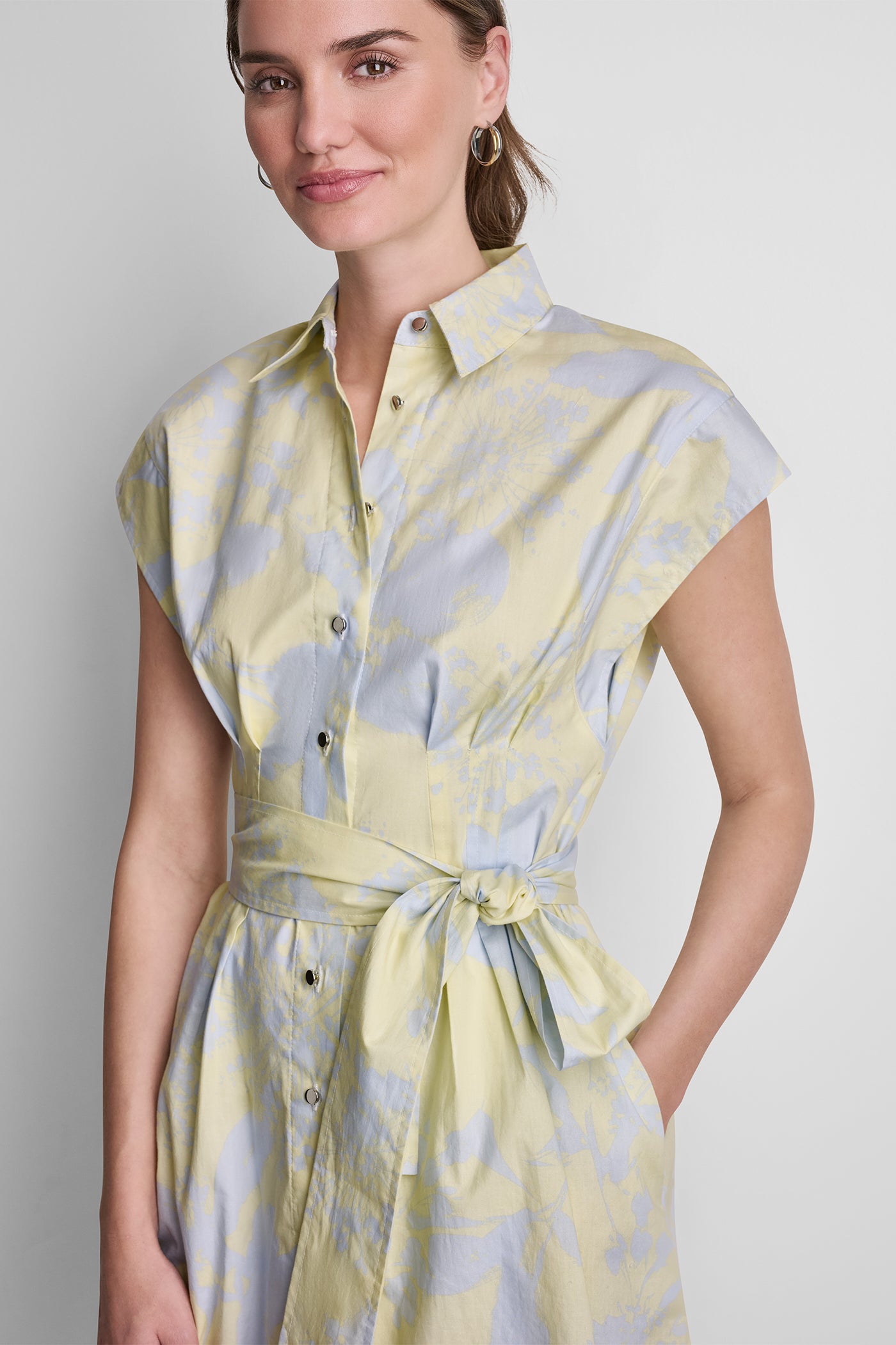 COTTON CAP SLEEVE MINI SHIRT DRESS - Image 4