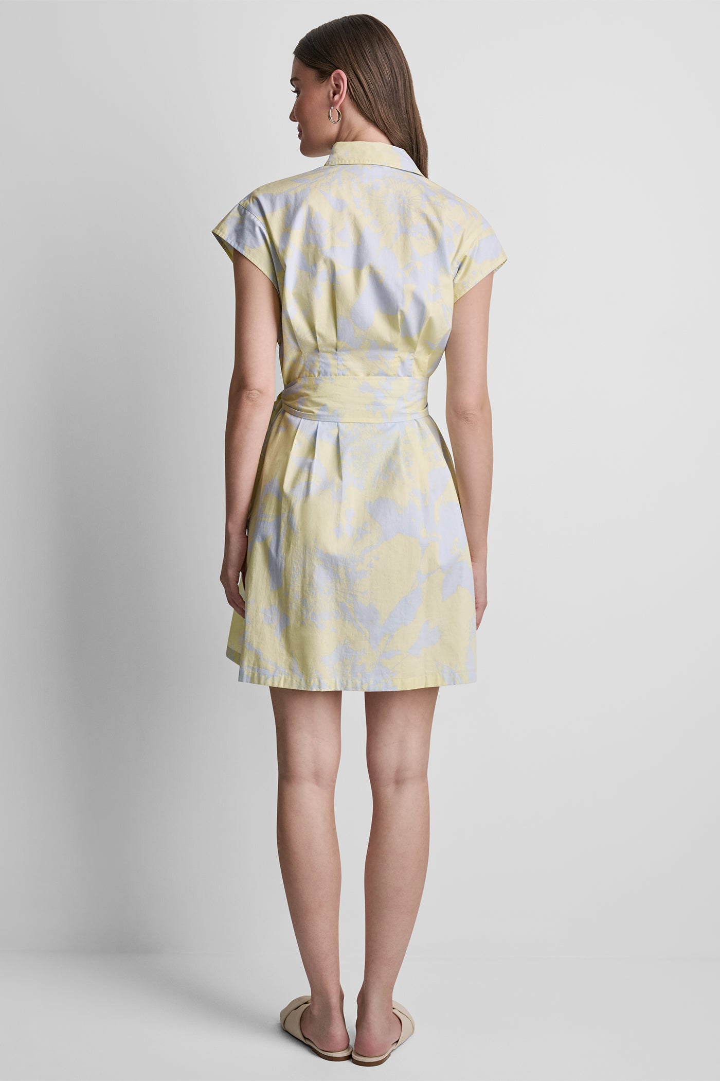 COTTON CAP SLEEVE MINI SHIRT DRESS - Image 3