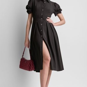 MEMORY TAFFETA MIDI SHIRT DRESS