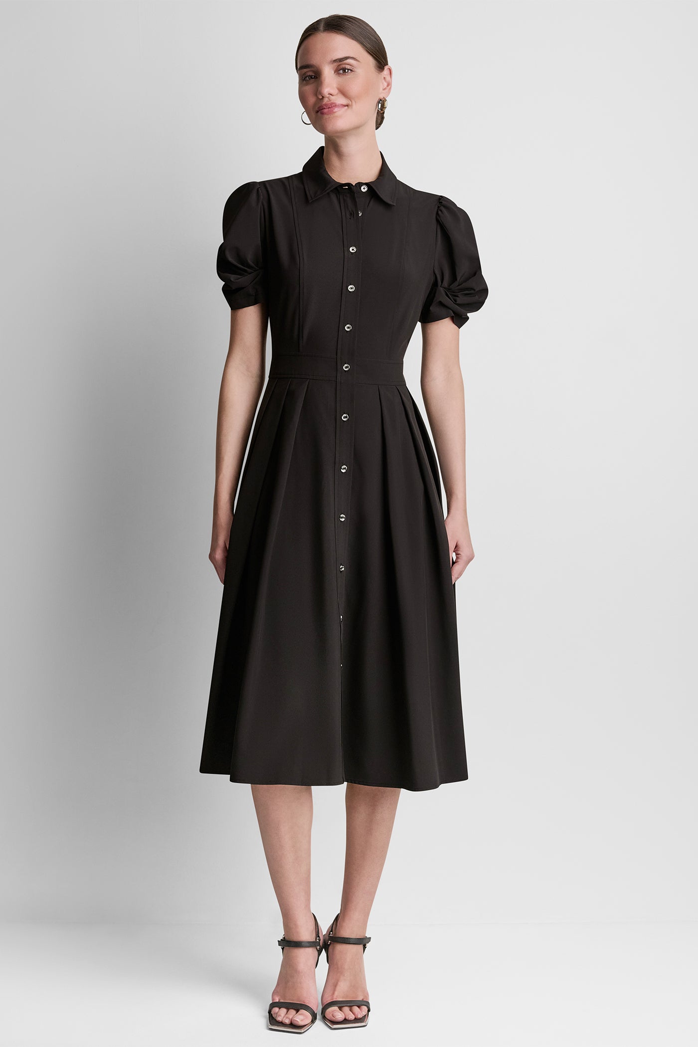 MEMORY TAFFETA MIDI SHIRT DRESS - Image 6