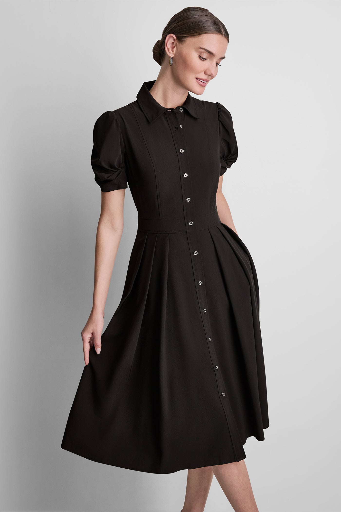 MEMORY TAFFETA MIDI SHIRT DRESS - Image 2