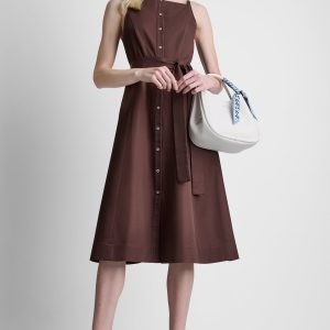 SLEEVELESS MIDI FIT & FLARE DRESS