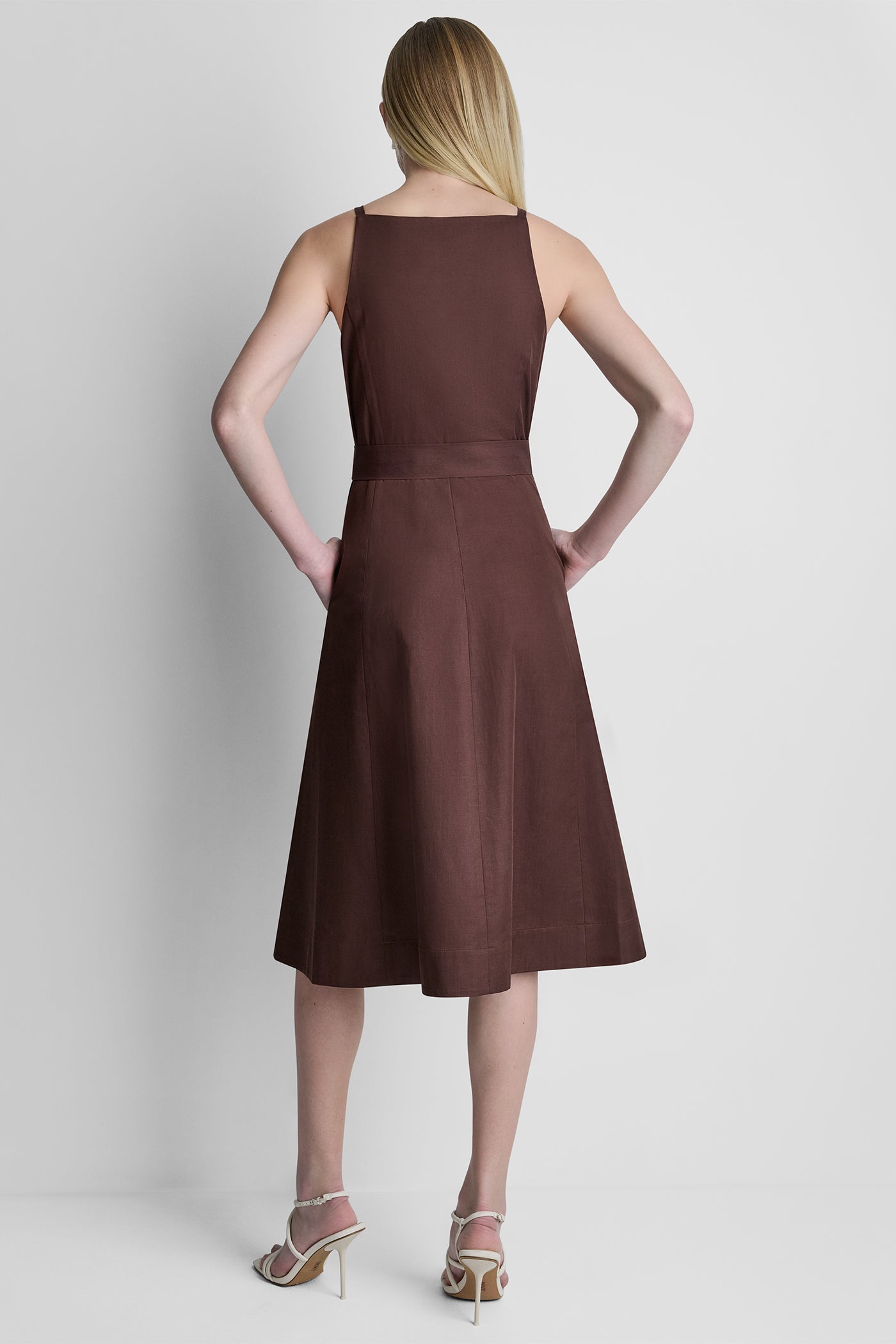 SLEEVELESS MIDI FIT & FLARE DRESS - Image 3