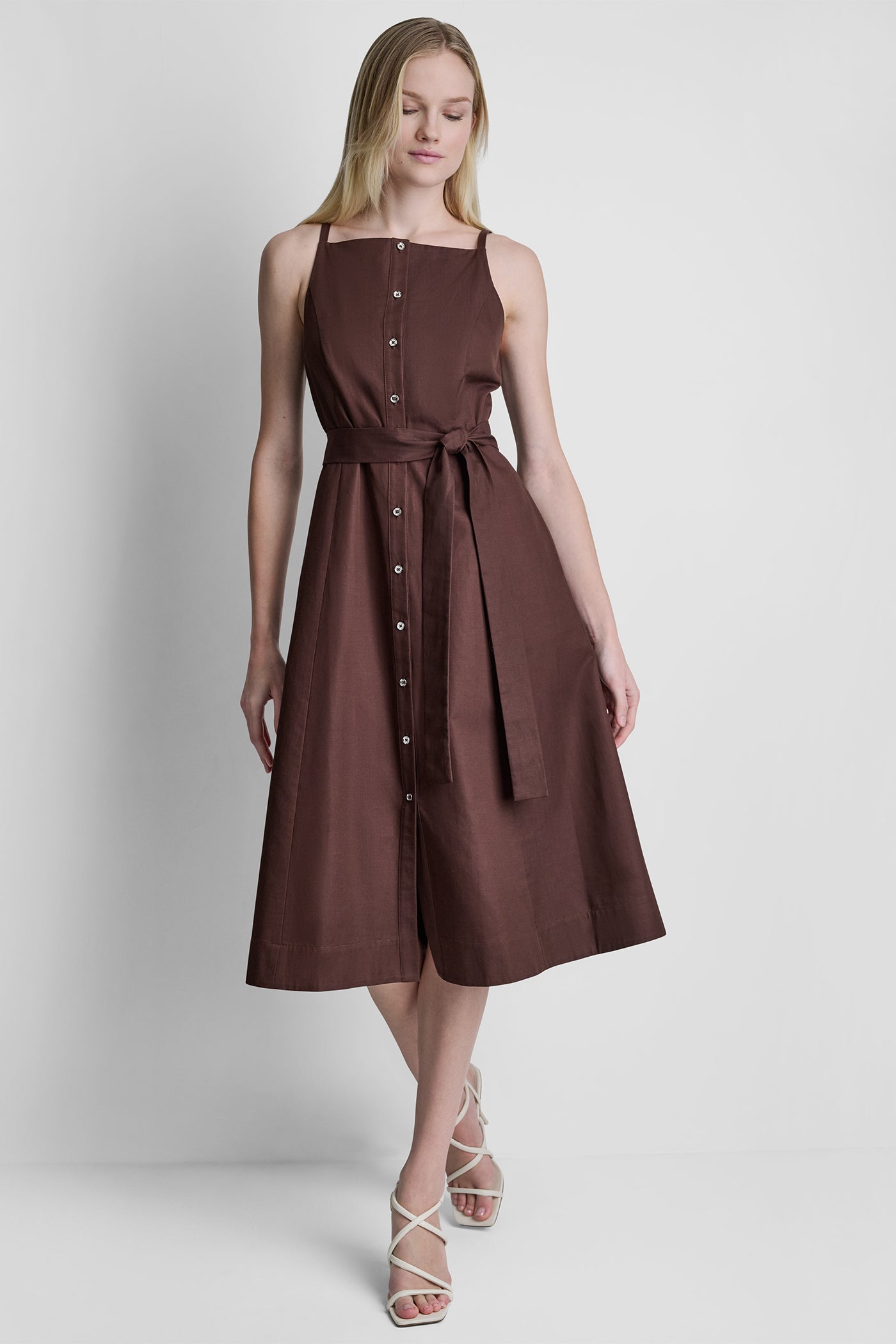 SLEEVELESS MIDI FIT & FLARE DRESS - Image 5