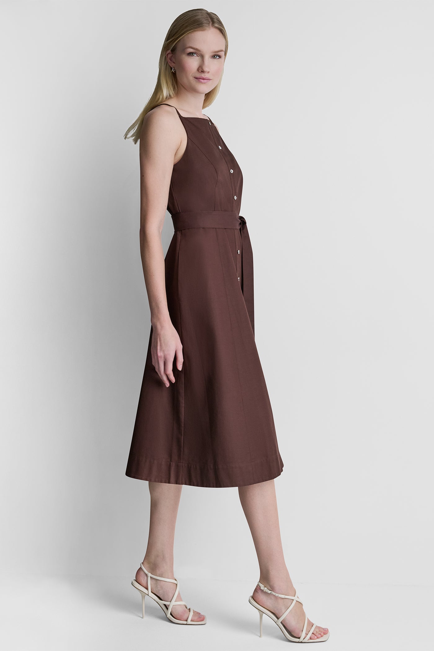 SLEEVELESS MIDI FIT & FLARE DRESS - Image 4