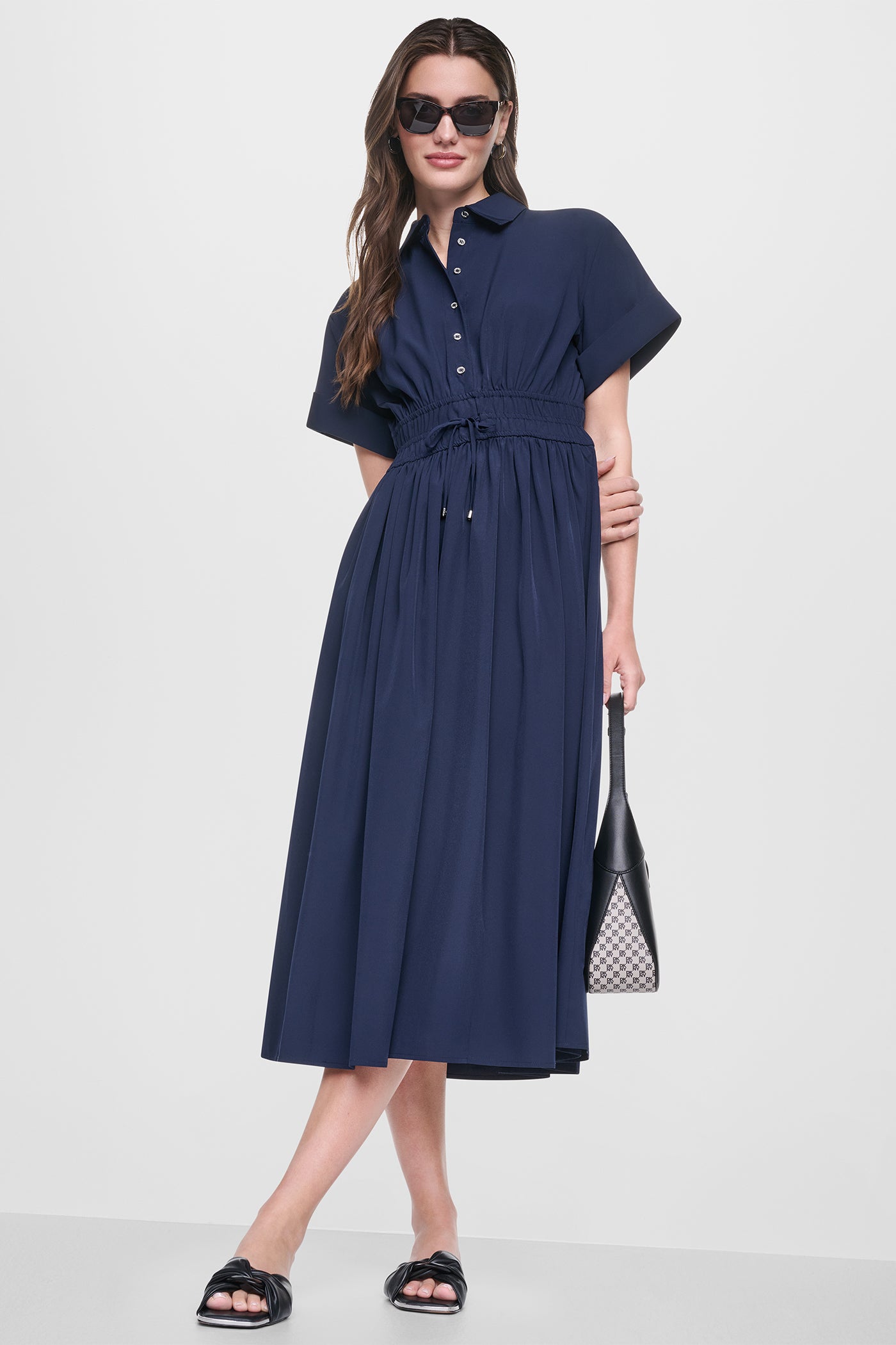 CAP SLEEVE MIDI COMMUTER SHIRT DRESS - Image 6