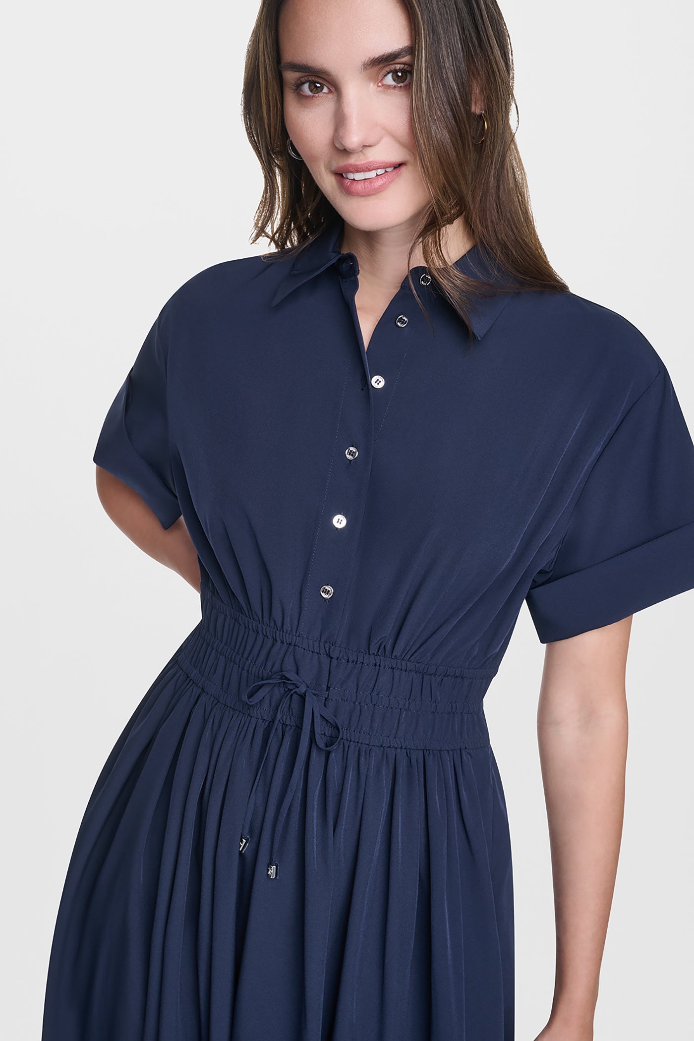 CAP SLEEVE MIDI COMMUTER SHIRT DRESS - Image 5