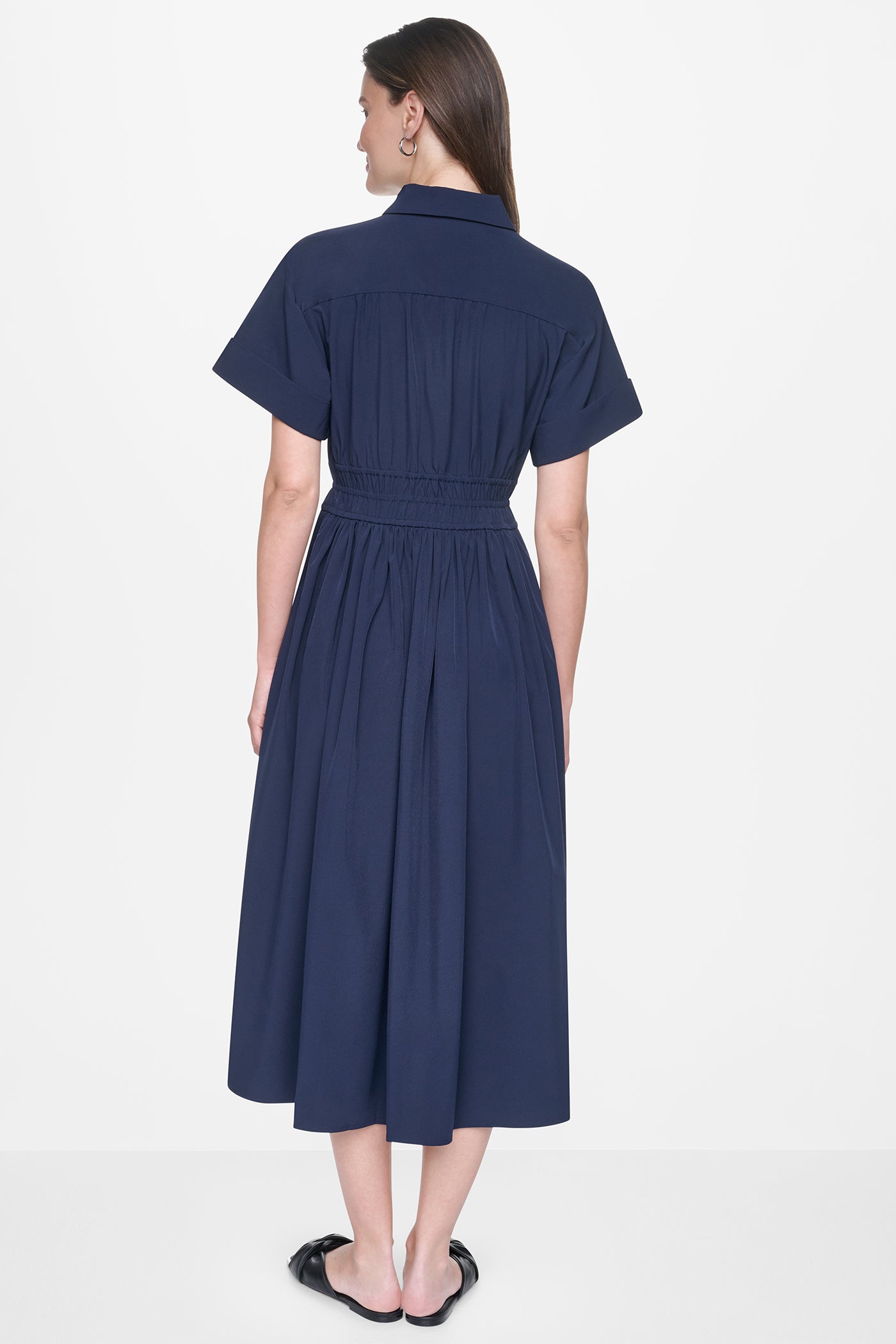 CAP SLEEVE MIDI COMMUTER SHIRT DRESS - Image 3