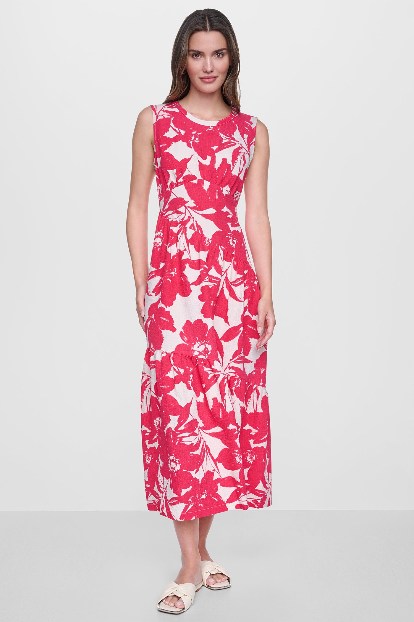 JEWEL NECK PRINTED MIDI DRESS - Image 6