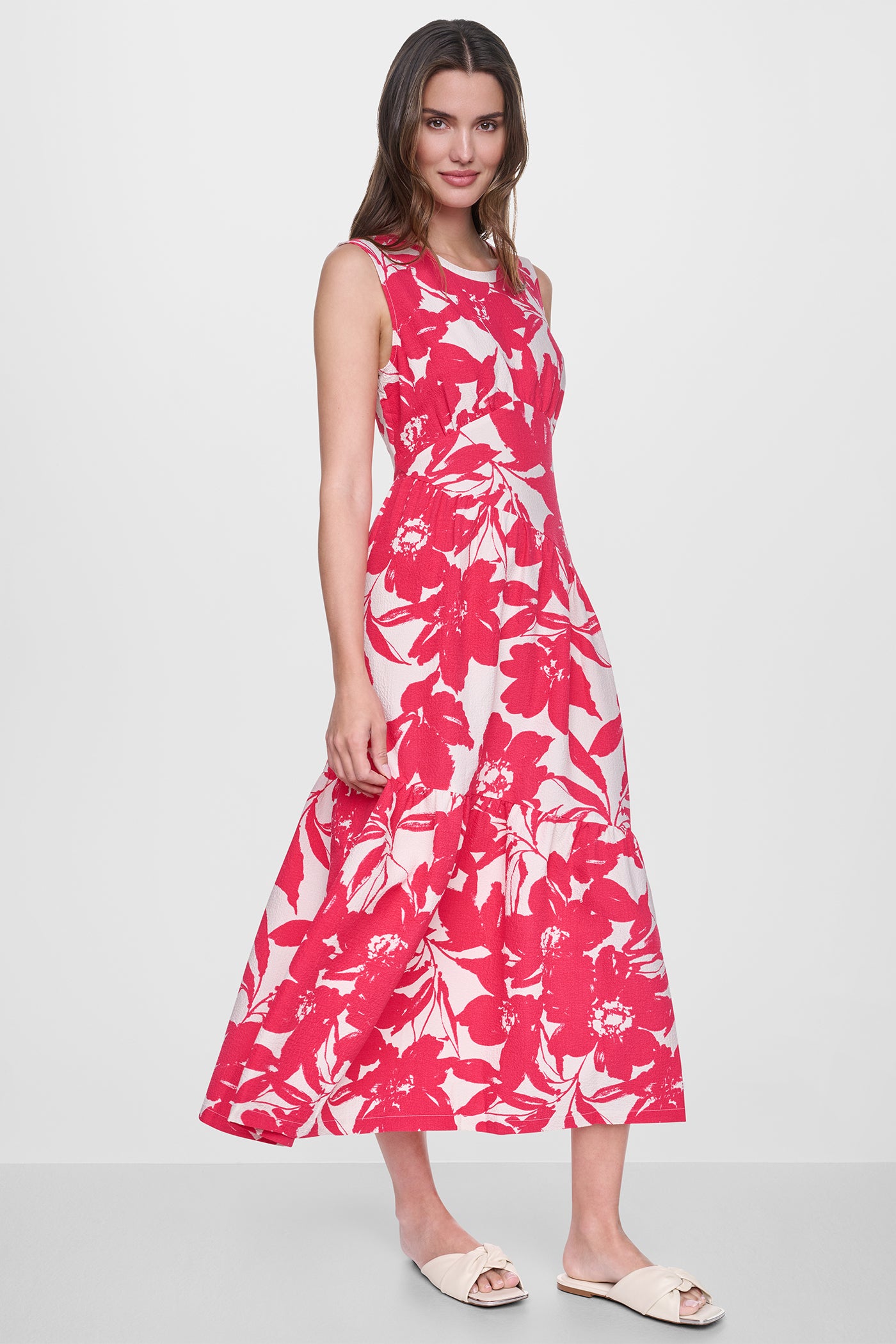 JEWEL NECK PRINTED MIDI DRESS - Image 5