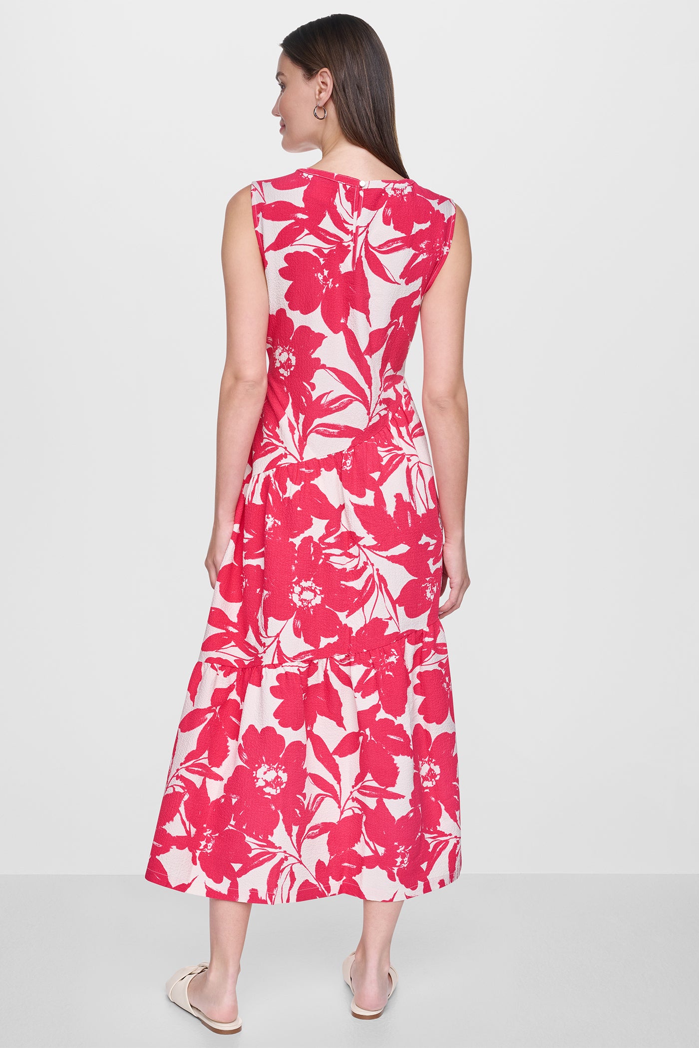 JEWEL NECK PRINTED MIDI DRESS - Image 3