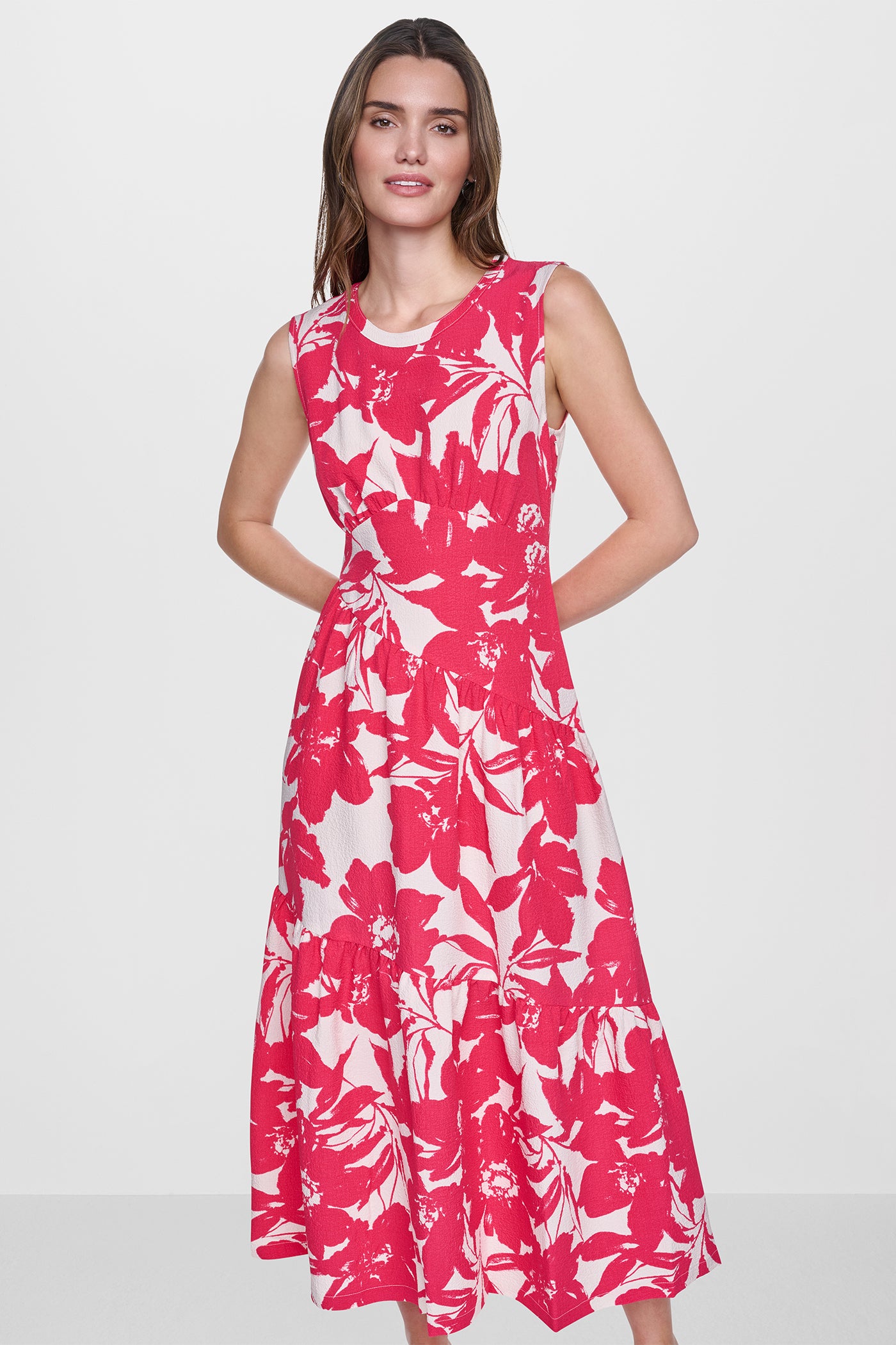 JEWEL NECK PRINTED MIDI DRESS - Image 7