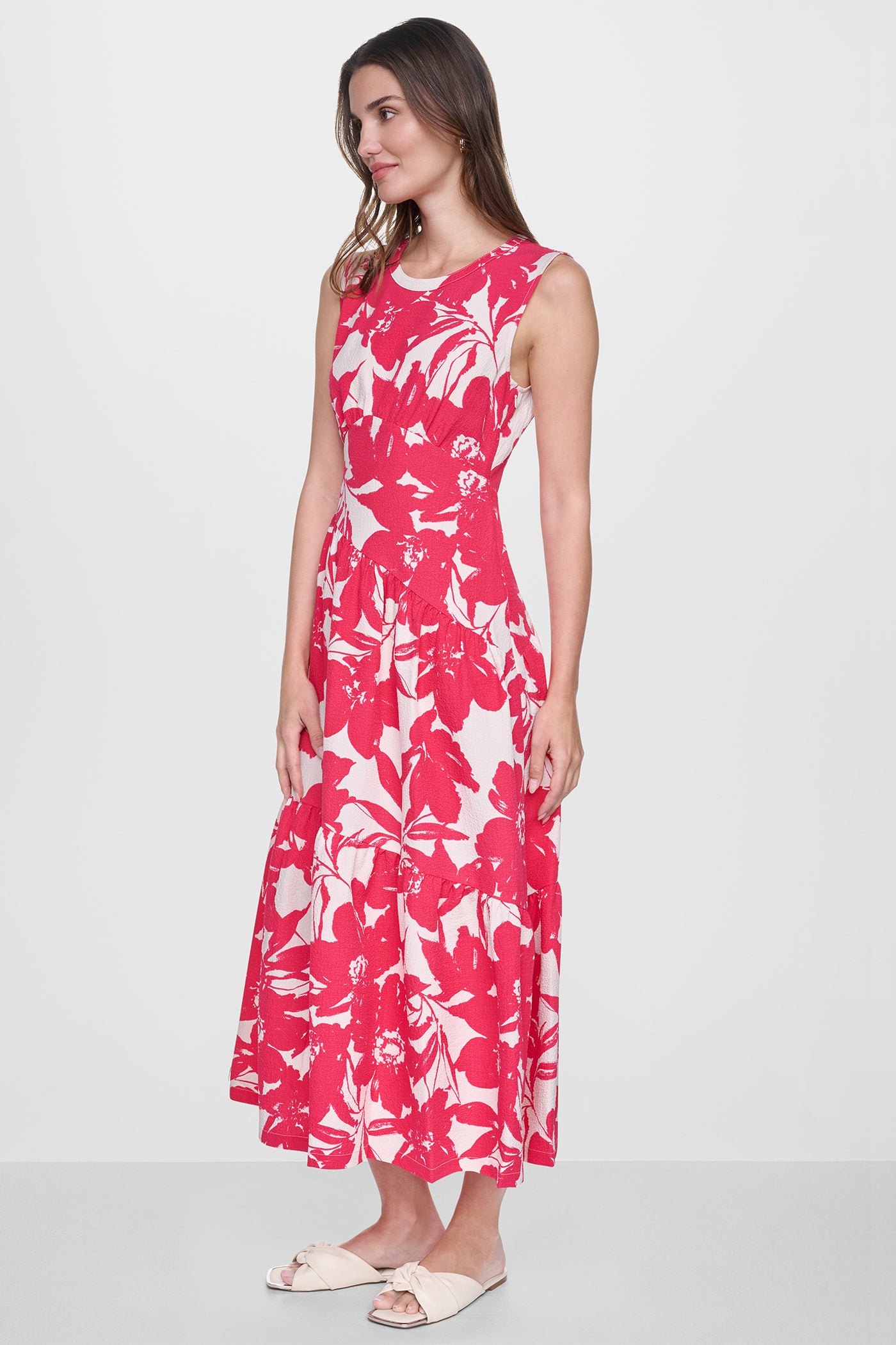 JEWEL NECK PRINTED MIDI DRESS - Image 4