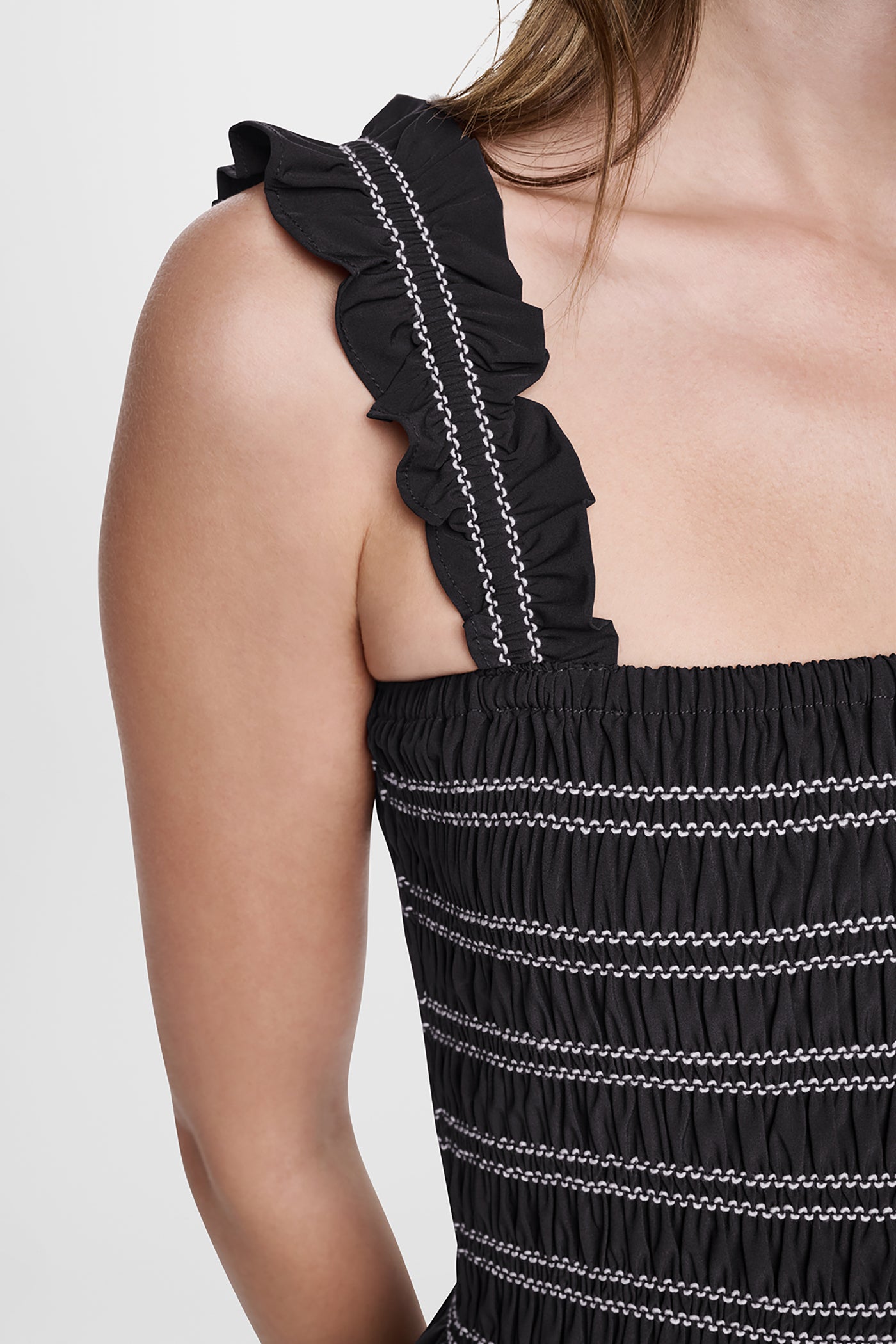 SLEEVELESS SMOCKED MIDI A-LINE DRESS - Image 6