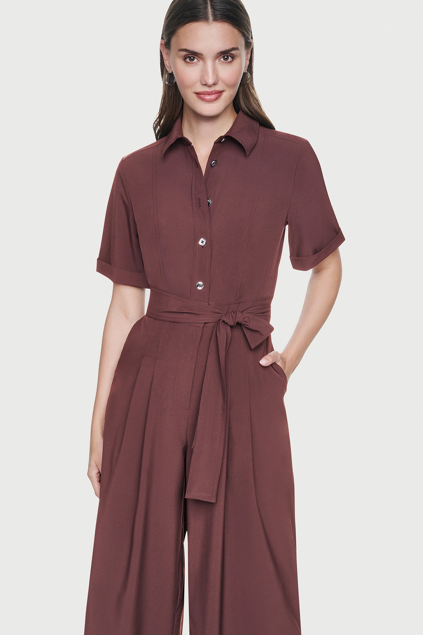 SHORT SLEEVE WIDE-LEG JUMPSUIT - Image 2