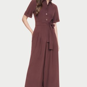 SHORT SLEEVE WIDE-LEG JUMPSUIT