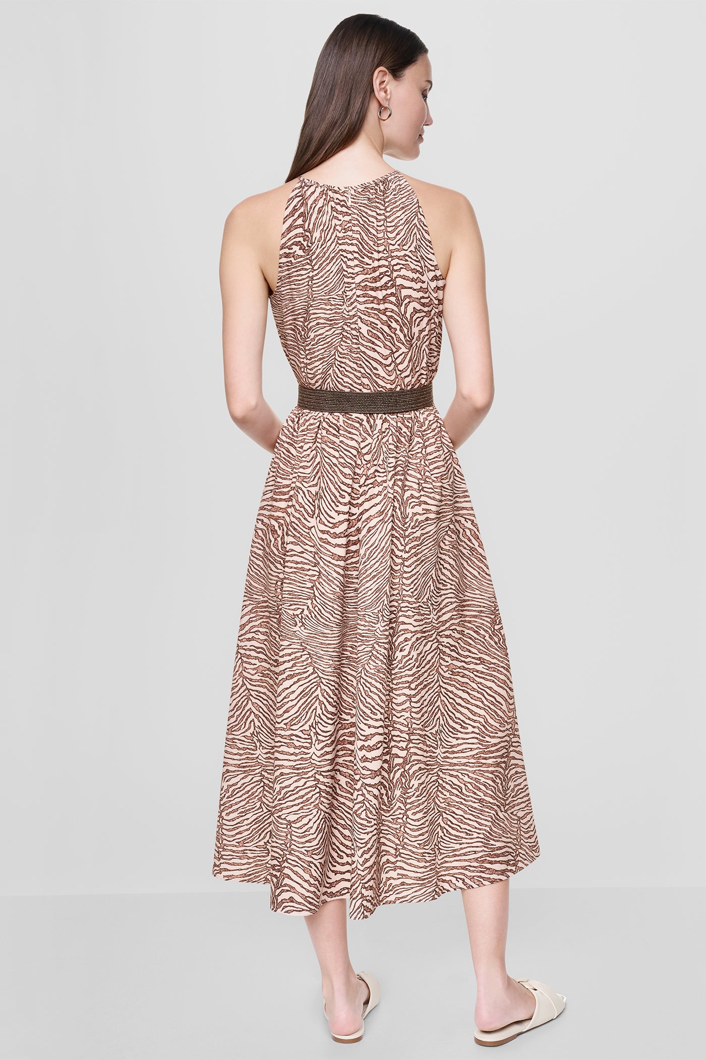 SLEEVELESS DROP-WAIST FIT & FLARE MIDI DRESS - Image 3