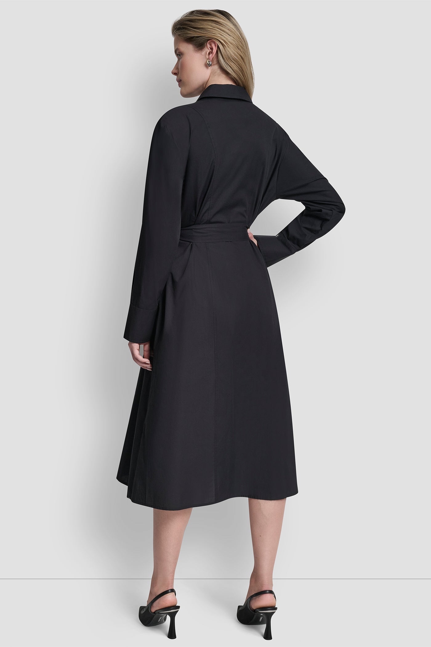 BUTTON DOWN MIDI SHIRT DRESS - Image 3