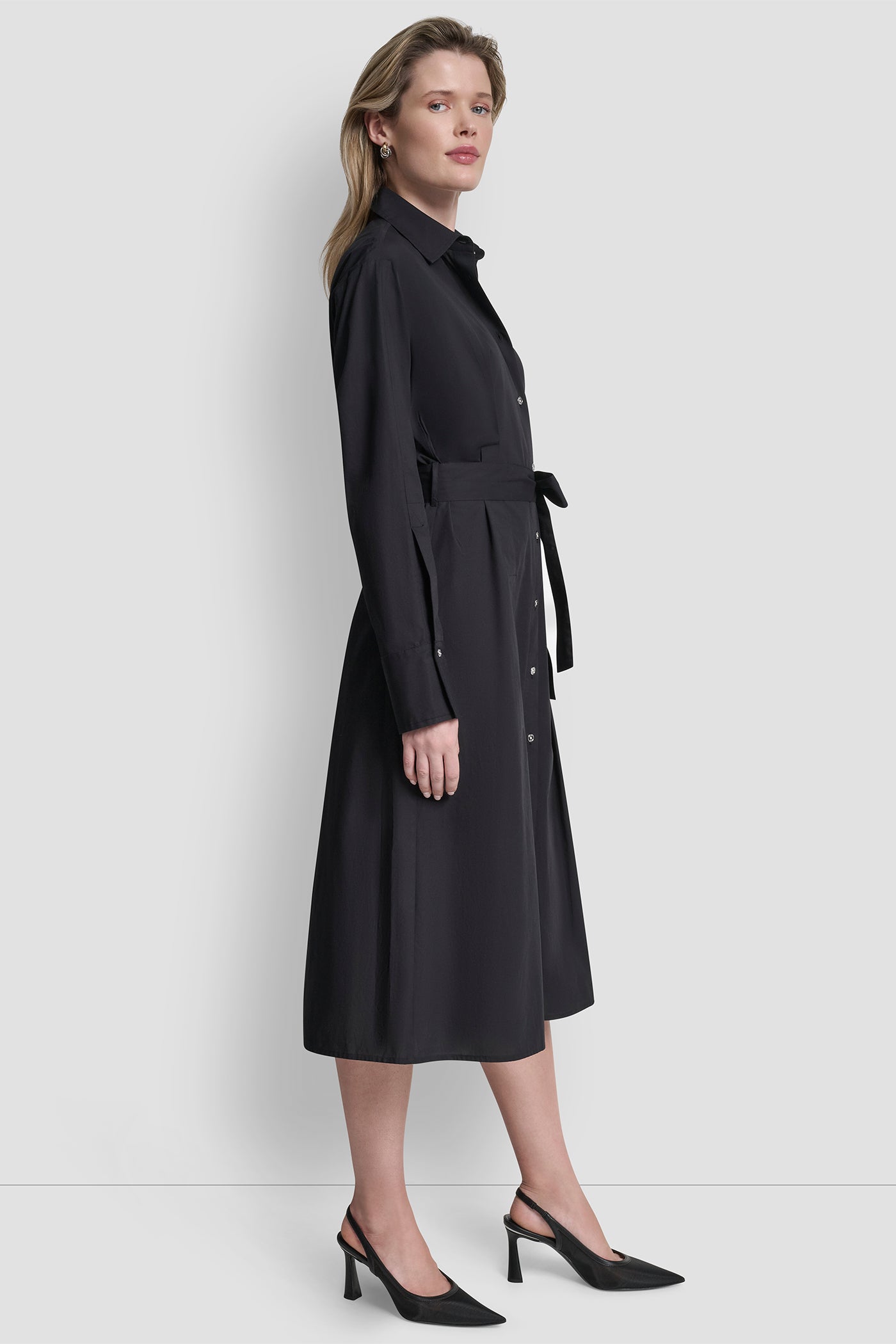 BUTTON DOWN MIDI SHIRT DRESS - Image 4