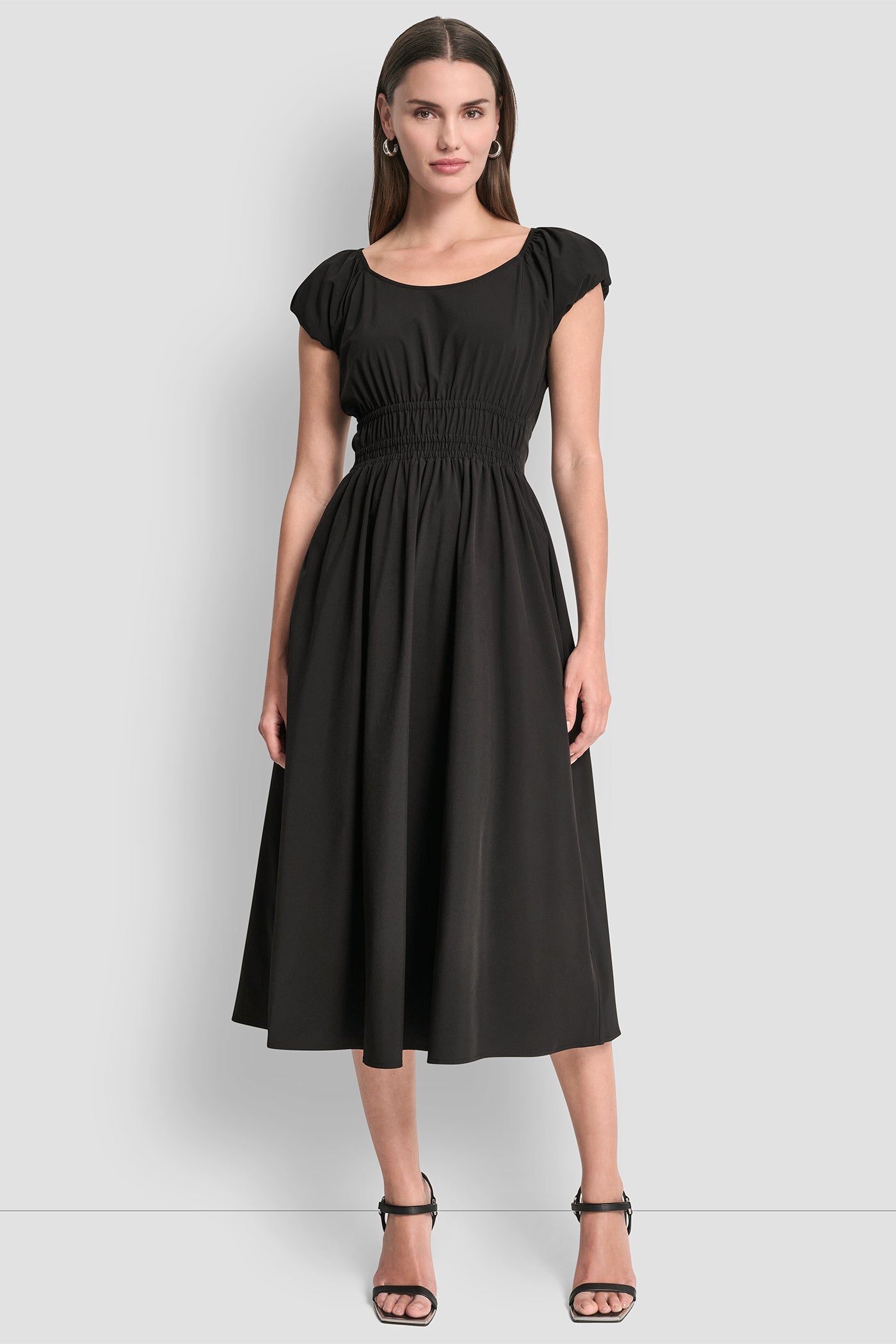 PUFF SLEEVE FIT & FLARE MIDI DRESS - Image 5