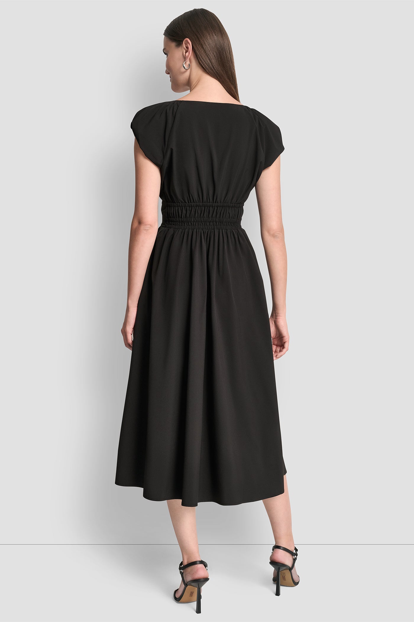 PUFF SLEEVE FIT & FLARE MIDI DRESS - Image 3
