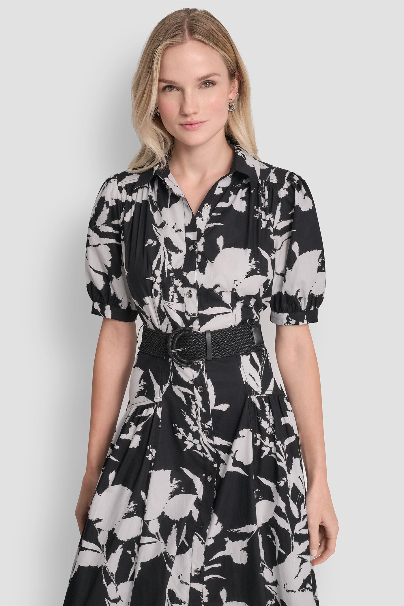DROP-WAIST MIDI SHIRT DRESS - Image 2