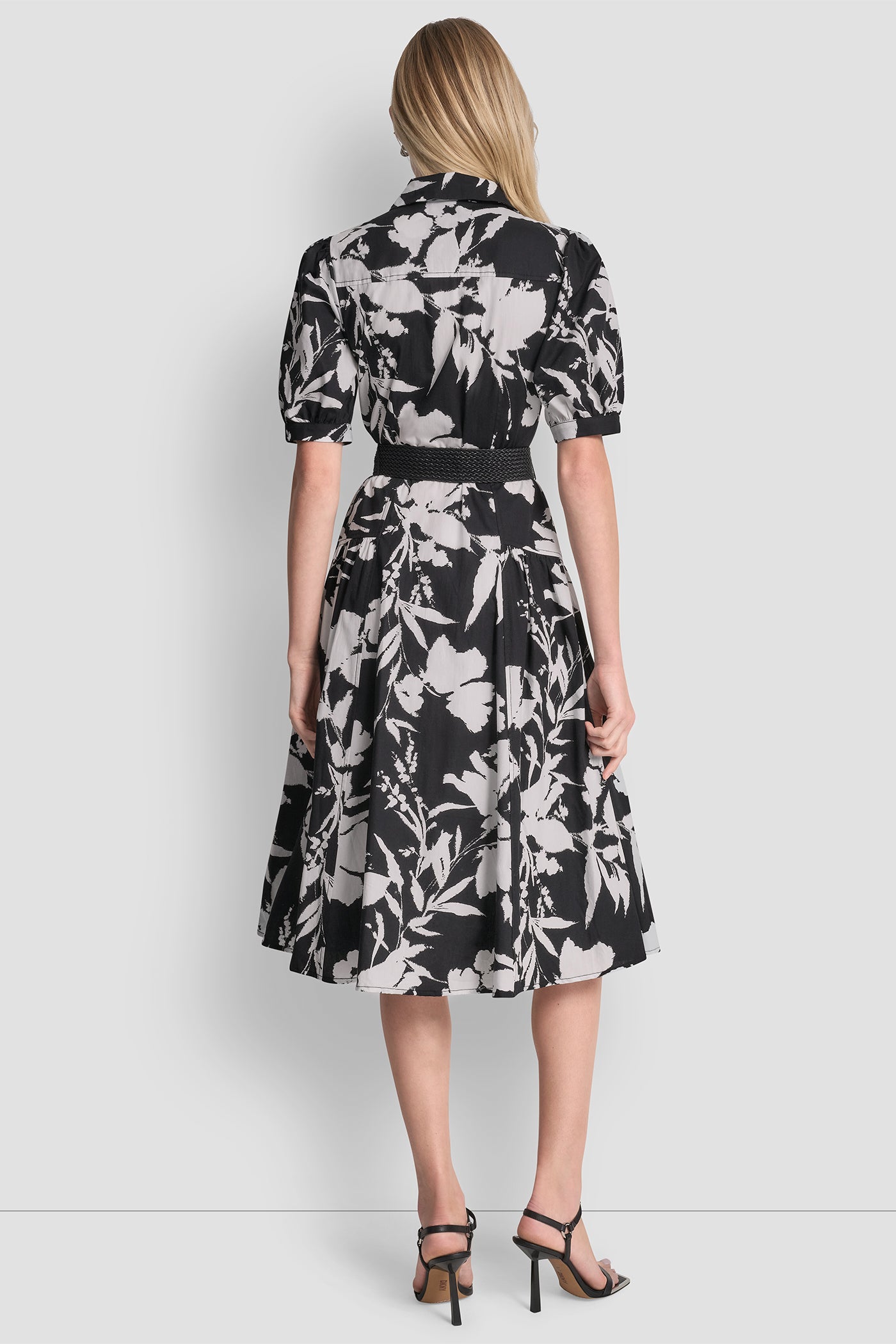 DROP-WAIST MIDI SHIRT DRESS - Image 3