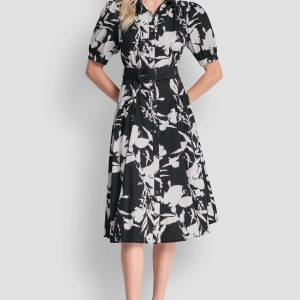 DROP-WAIST MIDI SHIRT DRESS