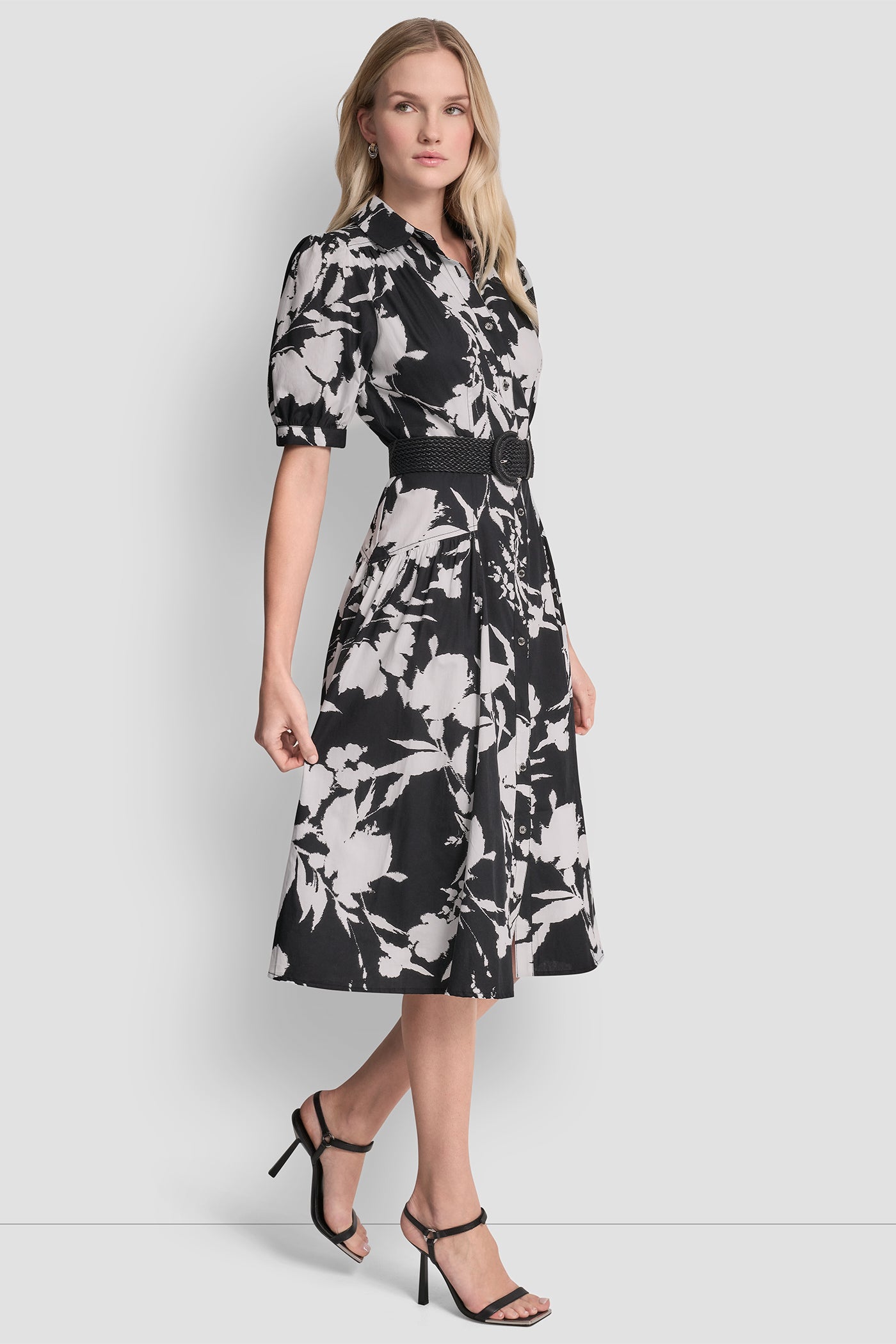 DROP-WAIST MIDI SHIRT DRESS - Image 4
