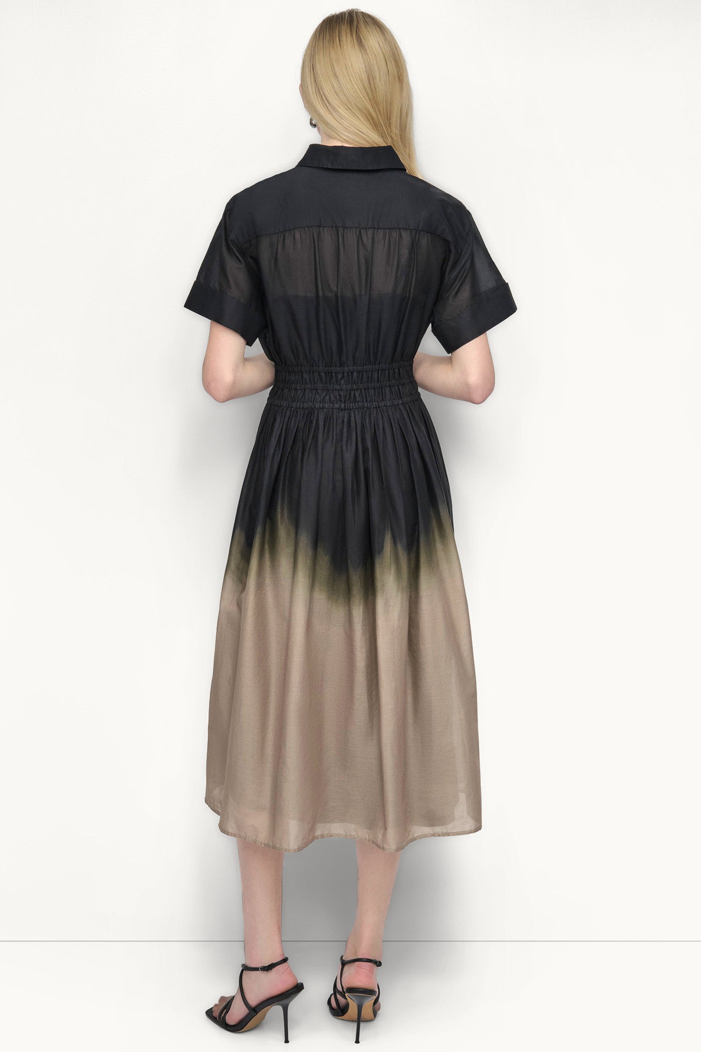 SHORT SLEEVE OMBRÉ MIDI SHIRT DRESS - Image 3