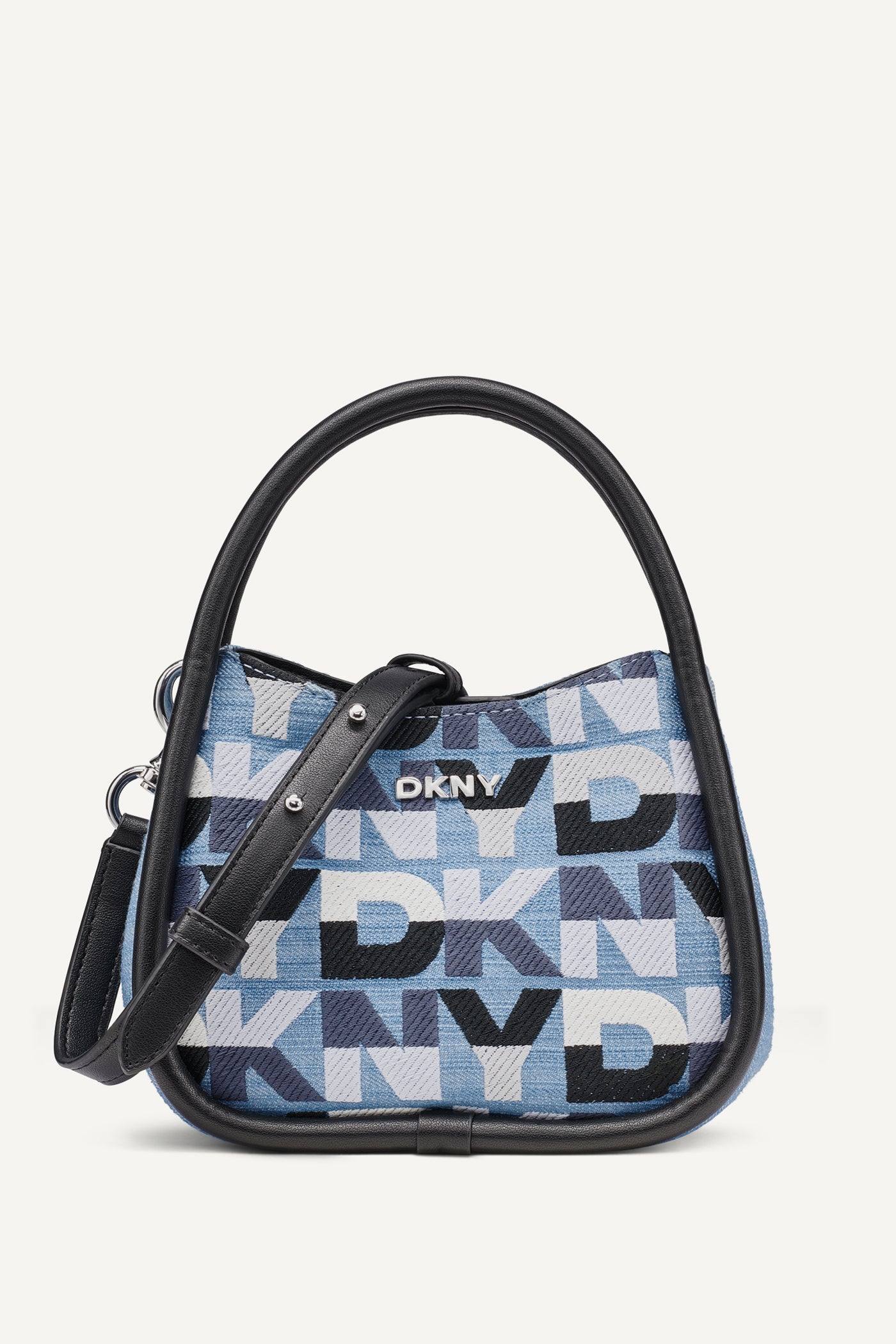 CAPRI DENIM LOGO HOBO CROSSBODY BAG