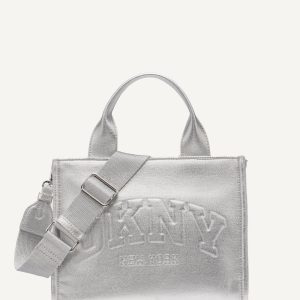 HADLEE SMALL METALLIC LOGO-EMBOSSED TOTE