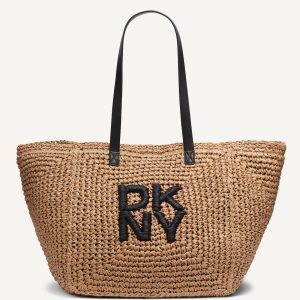 PALOMA CROCHET STRAW LOGO TOTE