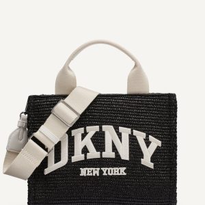 HADLEE SMALL STRAW LOGO TOTE