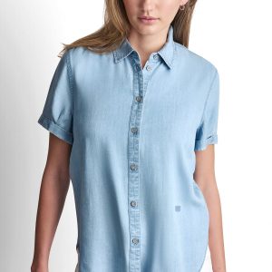 GARMENT DYE BUTTON-FRONT SHIRT