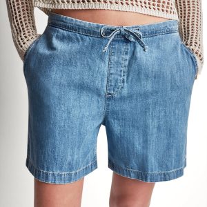 MID-RISE RELAXED DENIM SHORT WITH DRAWCORD