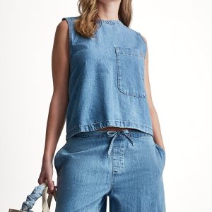 SLEEVELESS DENIM TOP