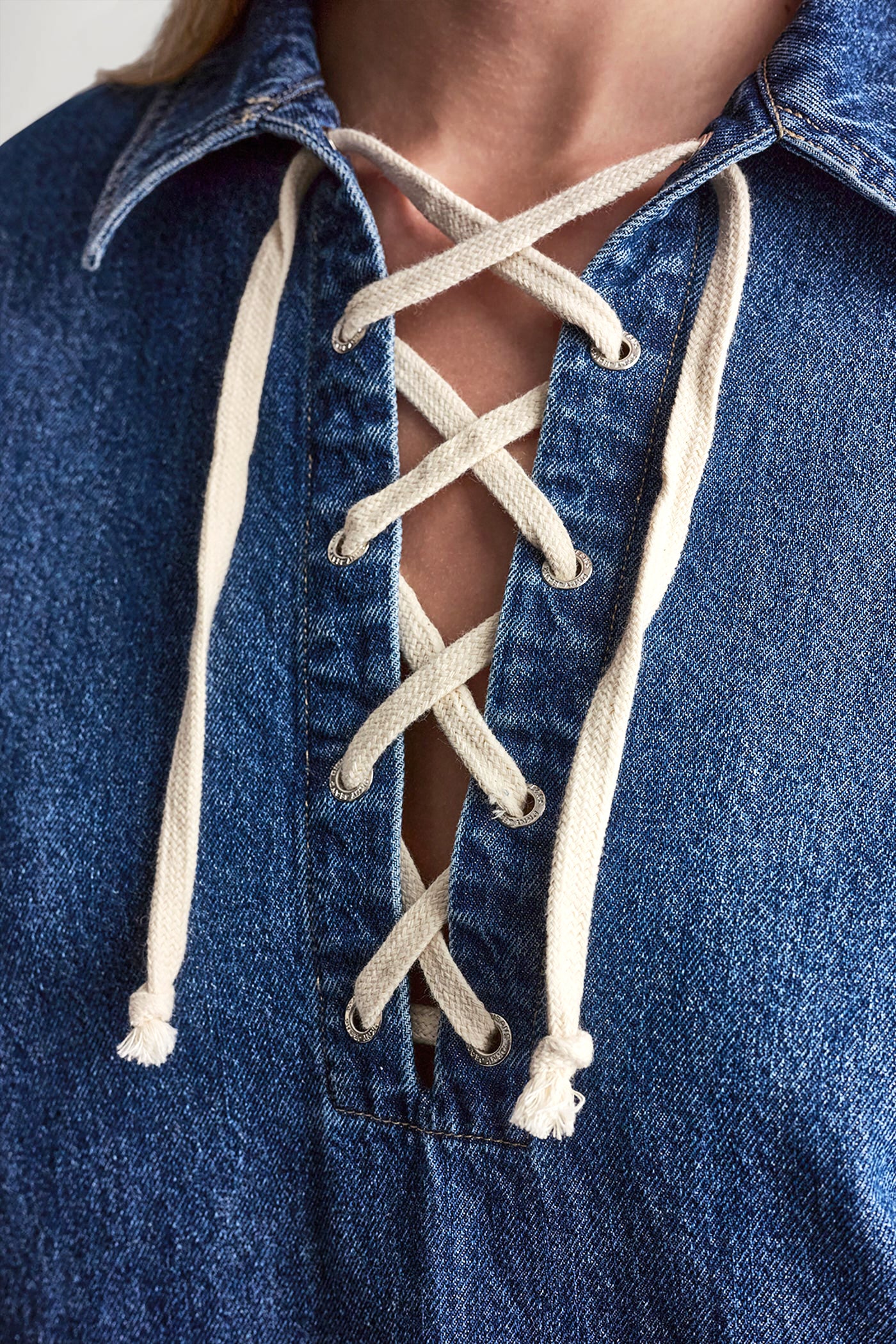 LACE UP DENIM SHIFT DRESS - Image 7