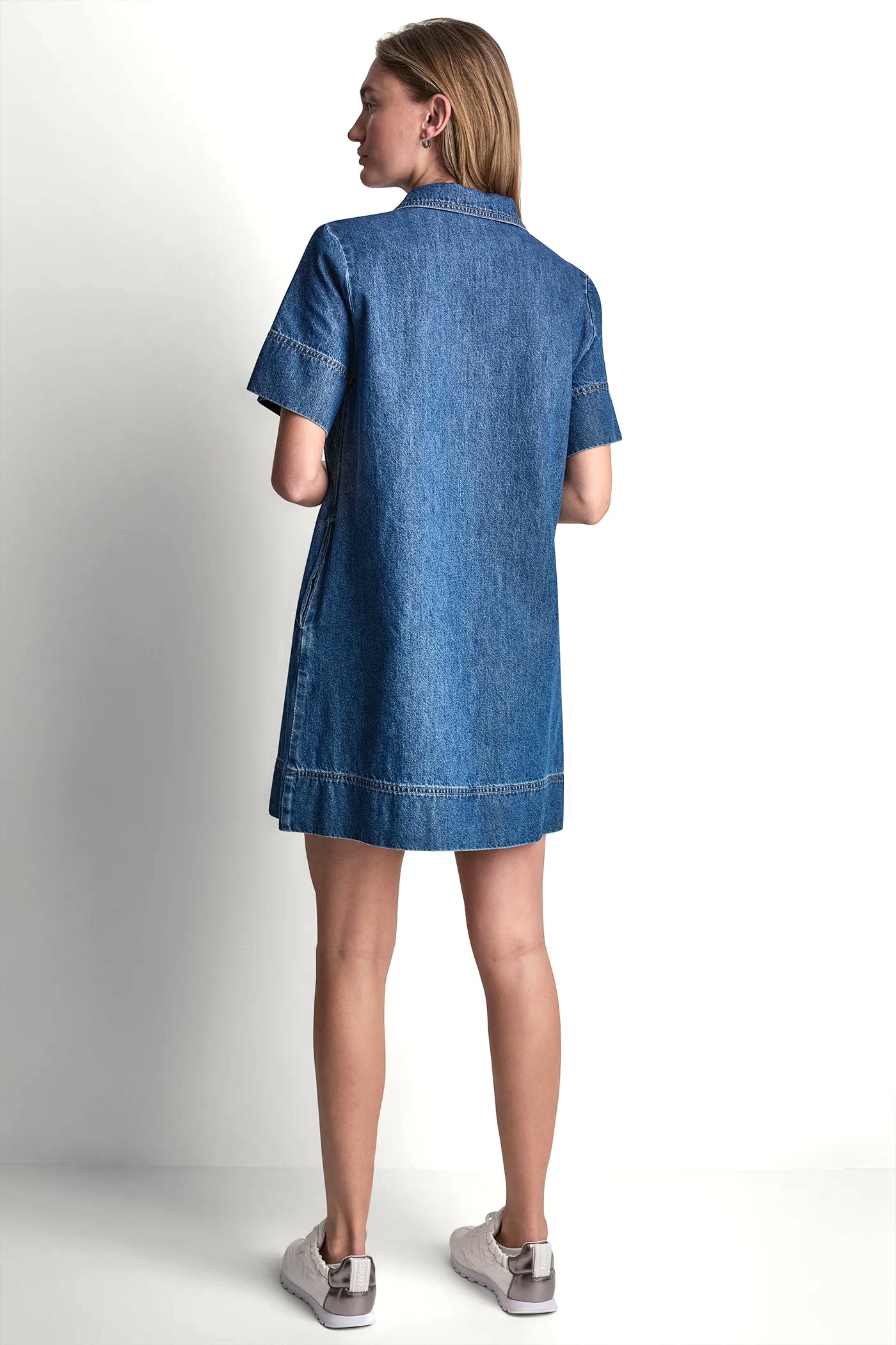LACE UP DENIM SHIFT DRESS - Image 3
