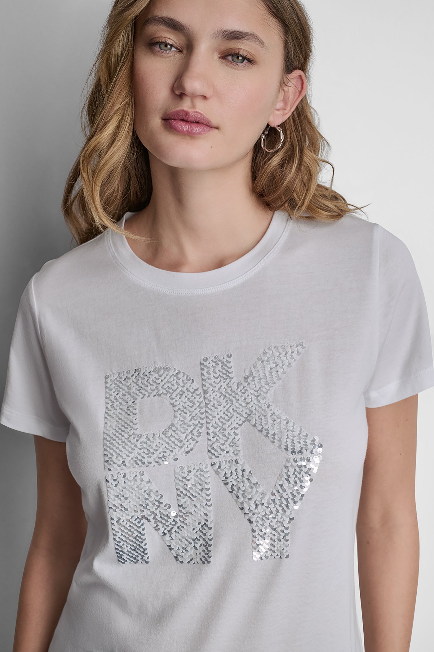 DKNY STACKED SEQUIN LOGO TEE - Image 7