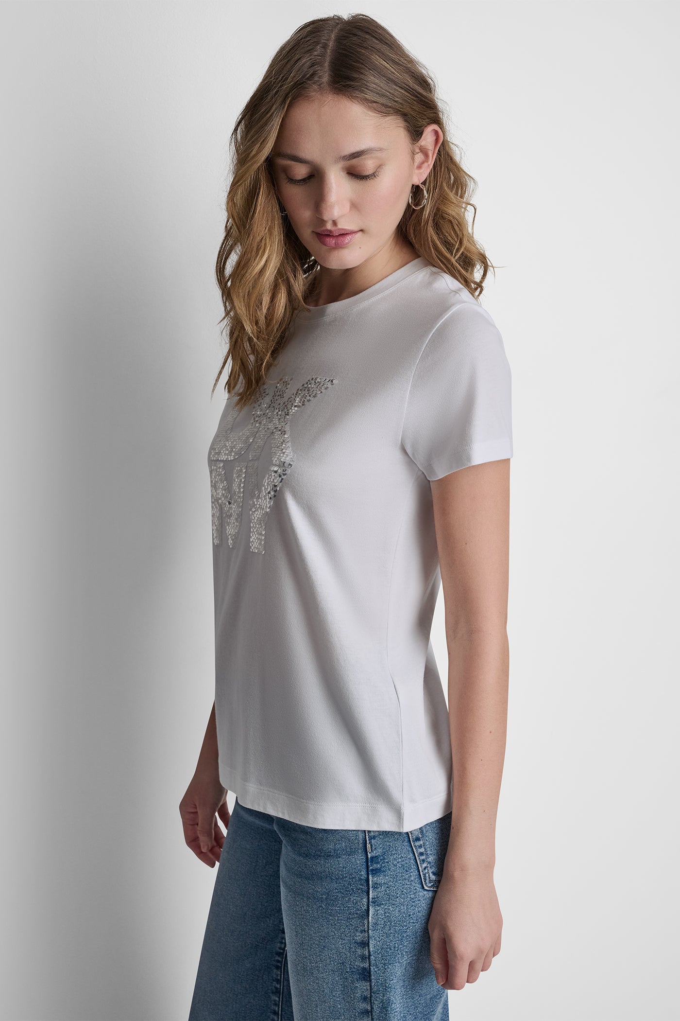 DKNY STACKED SEQUIN LOGO TEE - Image 4