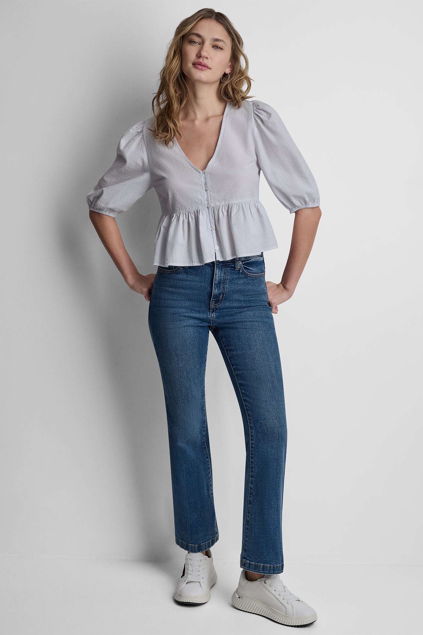 PUFF SLEEVE V-NECK SHIRT - Image 5