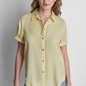 GARMENT DYE BUTTON-FRONT SHIRT