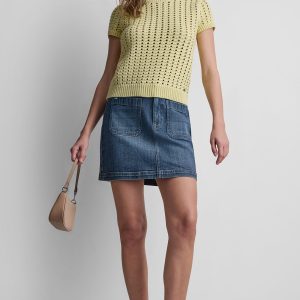 CHUNKY POINTELLE SHORT SLEEVE SWEATER