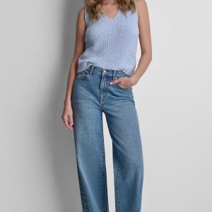 HIGH-RISE RHINESTONE STUD WIDE LEG