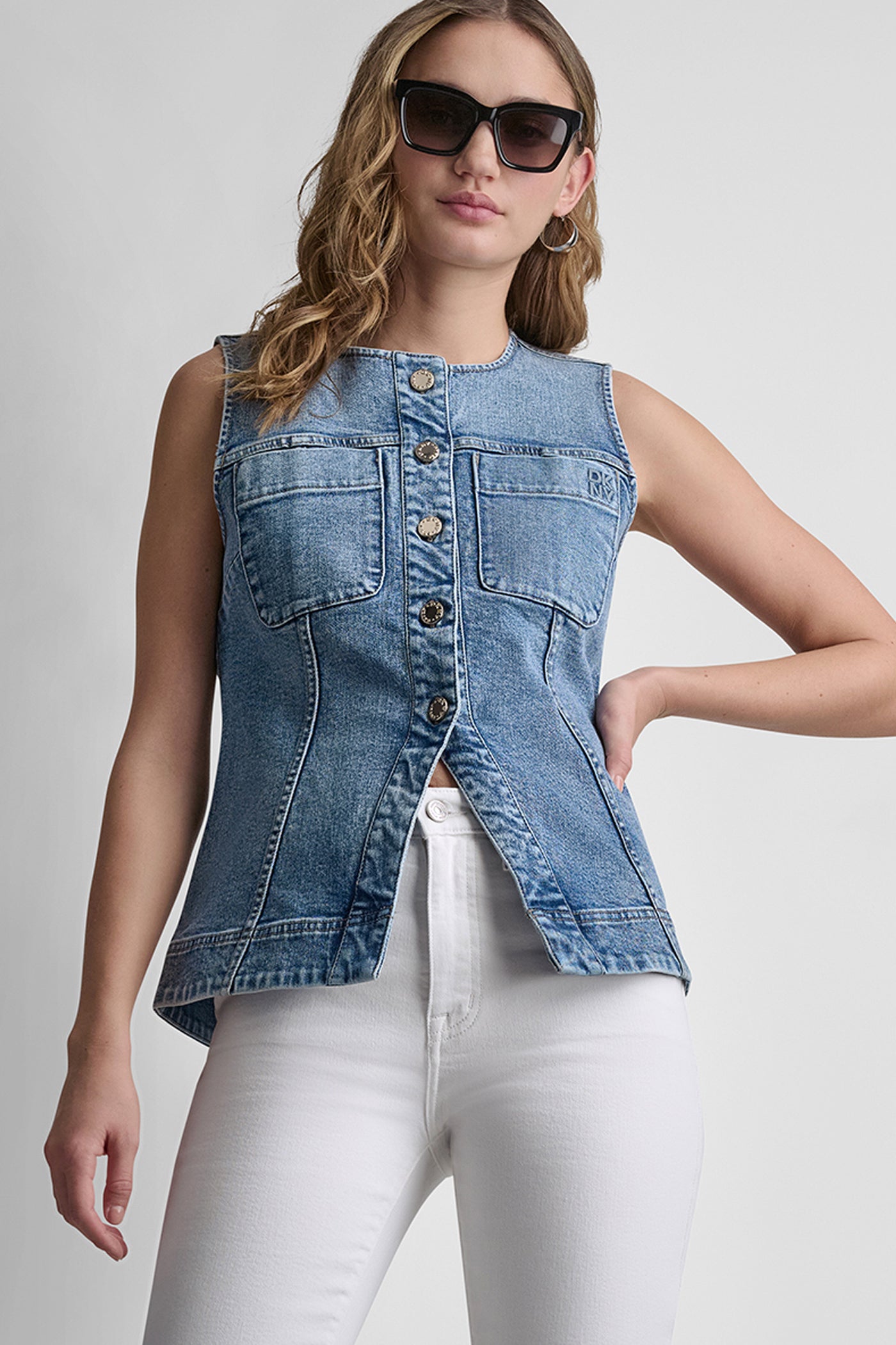 LONGLINE DENIM VEST - Image 2