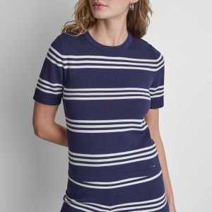 ELBOW SLEEVE STRIPED SWEATER