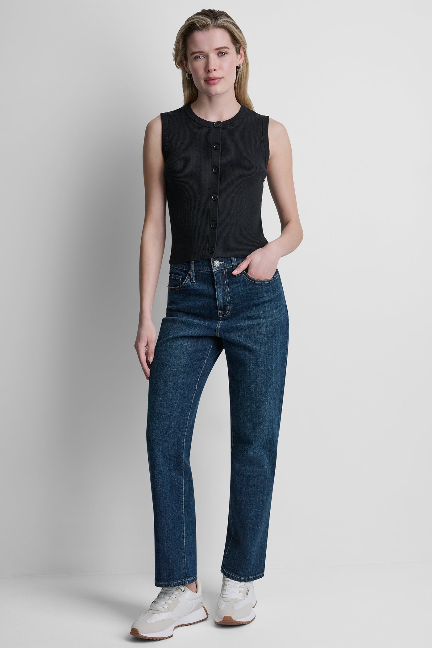 CROPPED SLEEVELESS LOGO TRIM SWEATER - Image 5