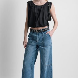 HIGH-RISE WIDE-LEG UTILITY ANKLE JEAN